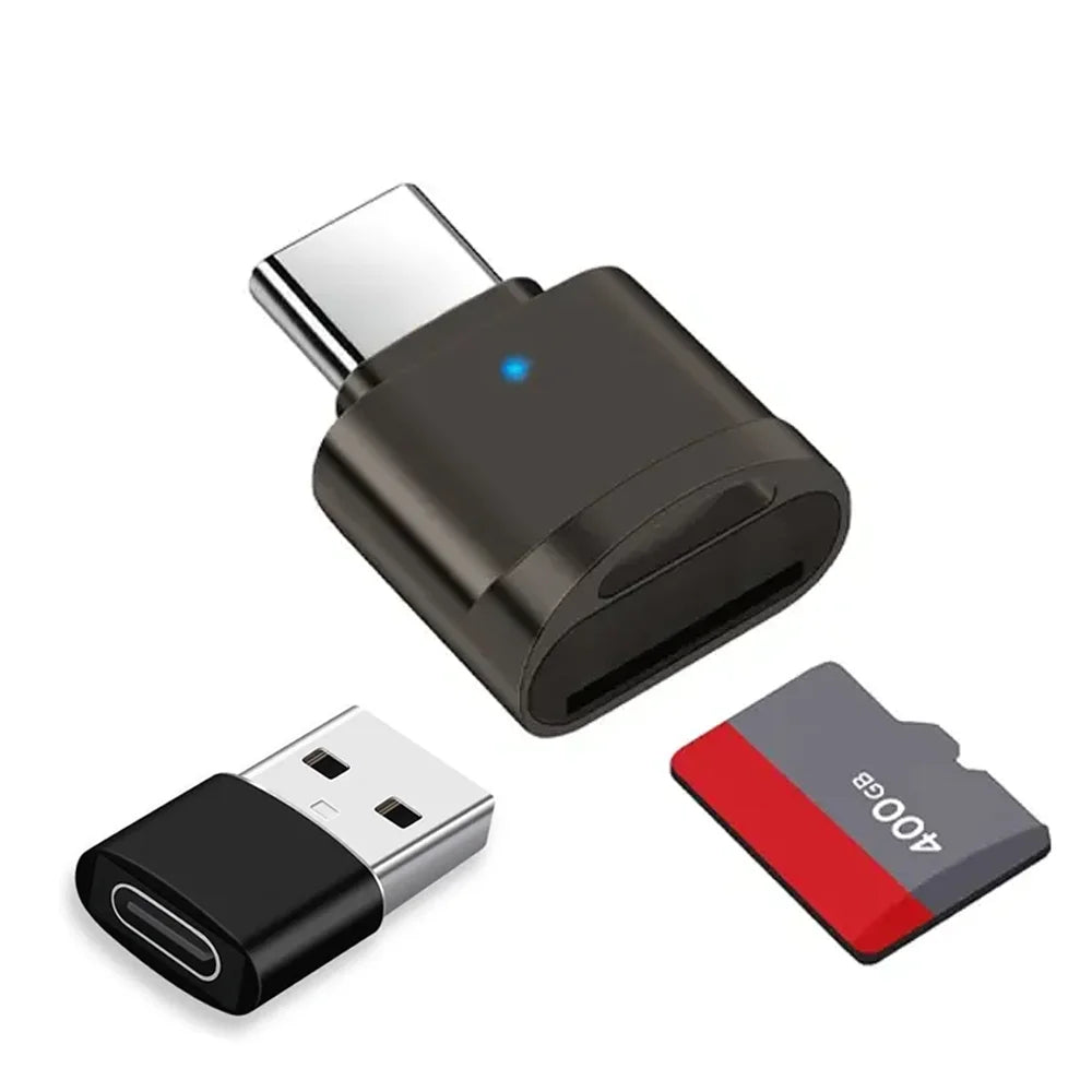 Type C TF Reader With Zinc Alloy Shell, SD Card Reader with USB C to USB Adapter, Suitable for Laptop, MacBook, Samsung Galaxy