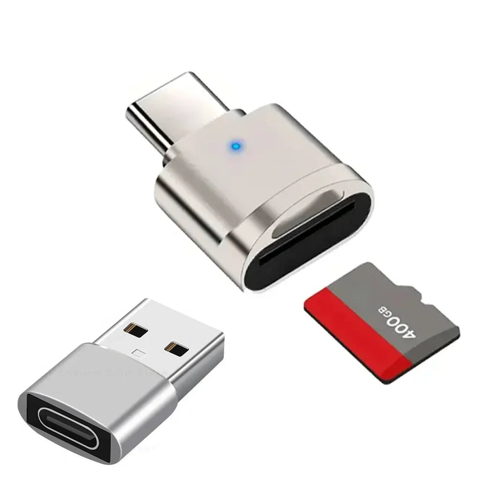 Type C TF Reader With Zinc Alloy Shell, SD Card Reader with USB C to USB Adapter, Suitable for Laptop, MacBook, Samsung Galaxy