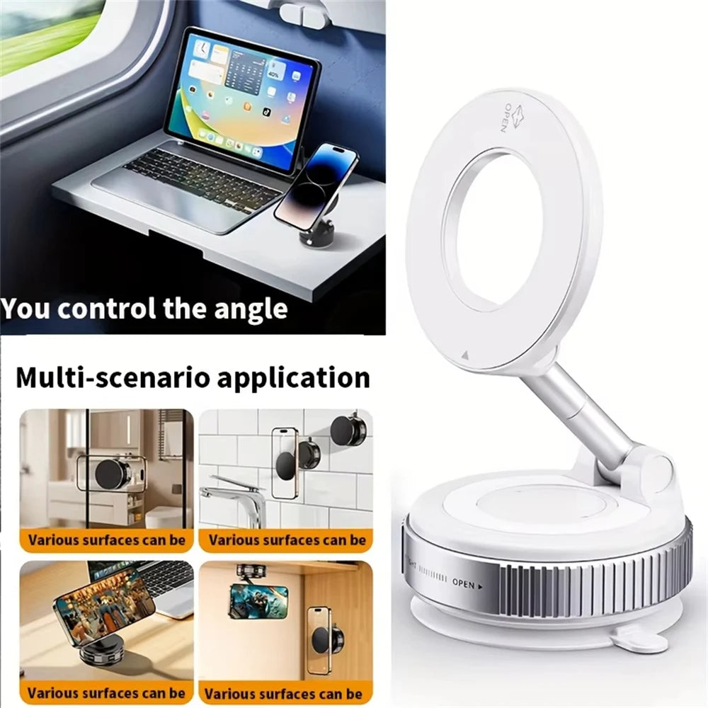 Vacuum Car Phone Magnetic Stand Mechanical Vacuum Suction Cup Rotate 360°Magnetic Adsorption Bracket Navigation Universal Holder