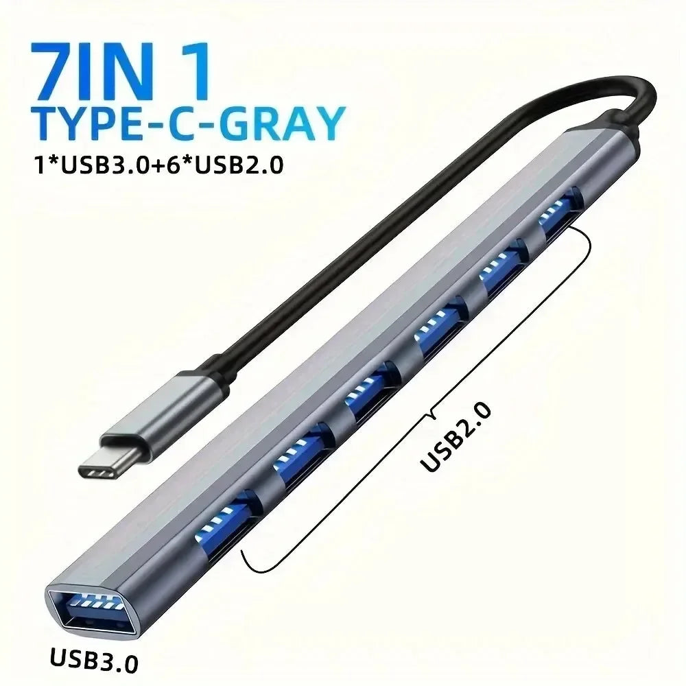 USB C Hub USB Splitter 8 in 1 USB Extender with 4 USB Port 1 USBC Port TF/SD Card Reader Audio Output Compatible for MacBook