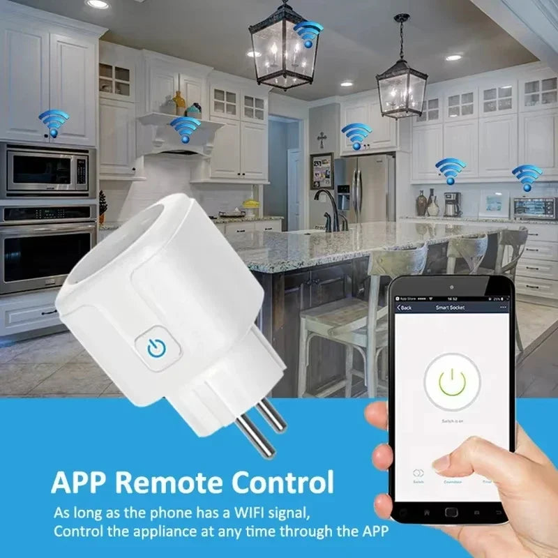 16A/20A Tuya WIFI ZigBee3.0 Smart Plug EU Power Monitor Wireless App Voice Remote Control Socket Outlet Work with Alexa Google
