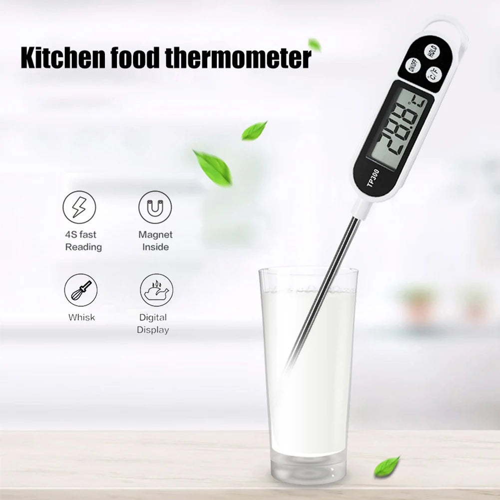 TP300 Electronic Food Thermometer Instant Read Meat Thermometer LCD Display Digital Milk Thermometer for Meat /Cooking /BBQ/Milk