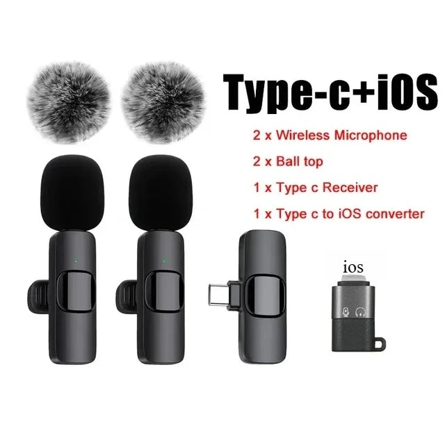 Wireless Lavalier Microphone Mini USB-C Noise Reduction for iPhone Android Live Streaming Interviews Portable Handheld Mic