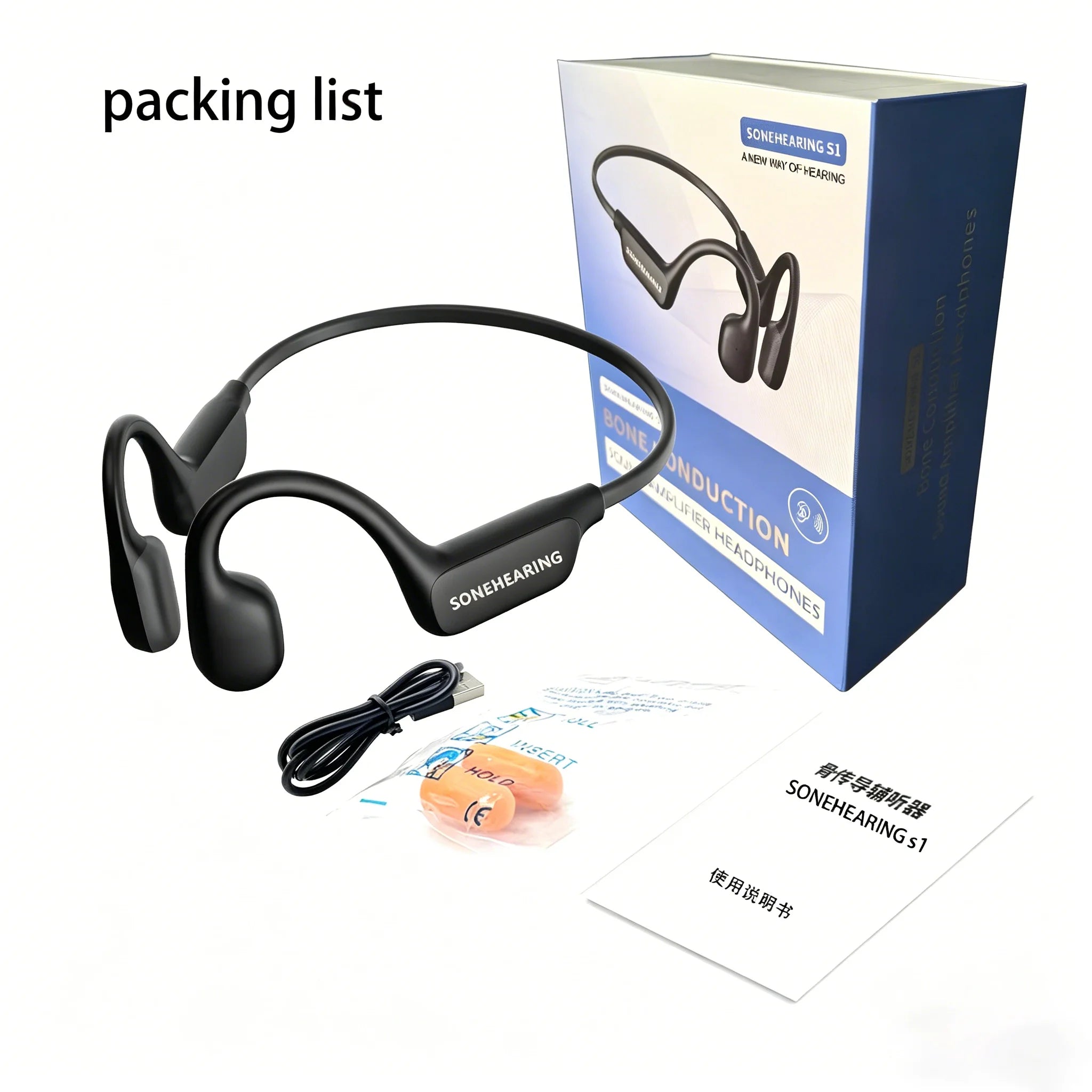 IPX6 New Waterproof Wireless Bluetooth  Noise Canceling Bone Conduction Headphones Sports Running Earphones
