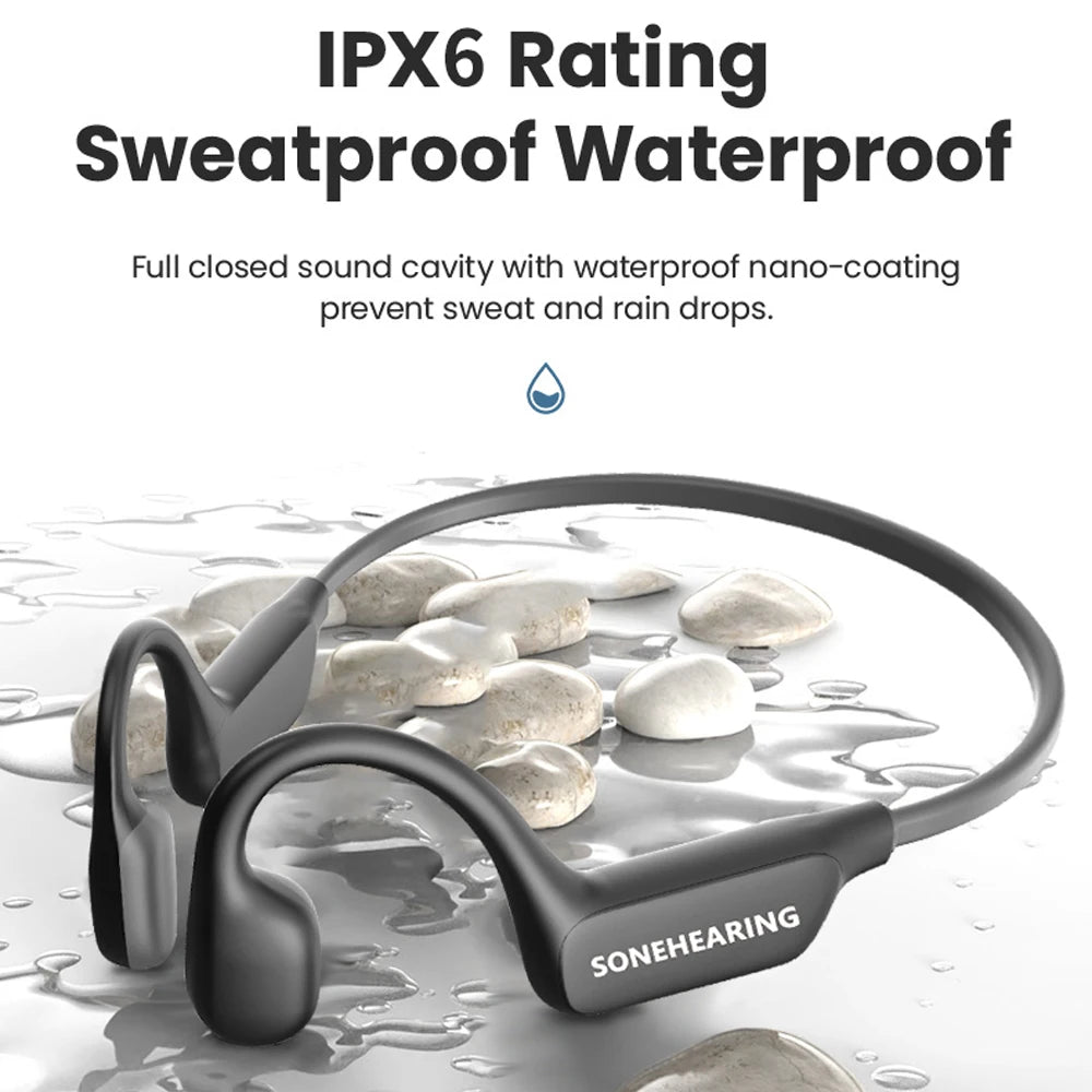 IPX6 New Waterproof Wireless Bluetooth  Noise Canceling Bone Conduction Headphones Sports Running Earphones