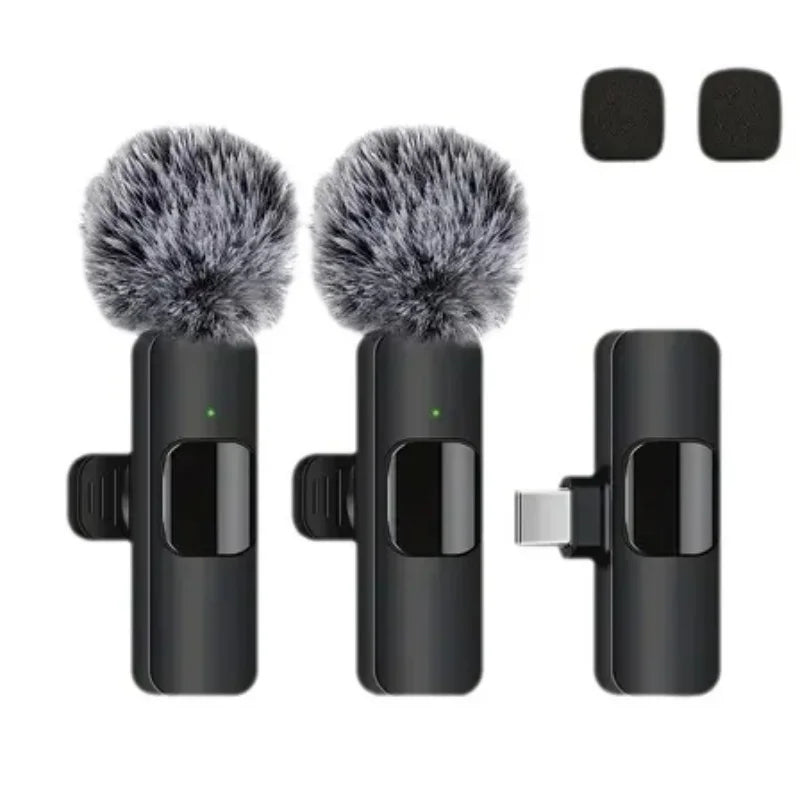 Wireless Lavalier Microphone Mini USB-C Noise Reduction for iPhone Android Live Streaming Interviews Portable Handheld Mic